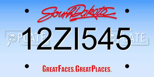 12ZI545 South Dakota License Plate