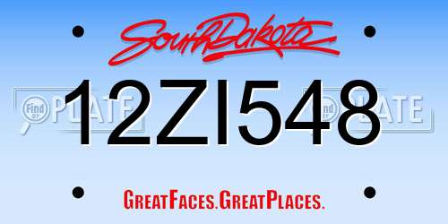 12ZI548 South Dakota License Plate