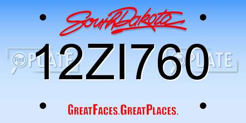 12ZI760 South Dakota License Plate