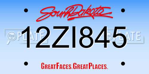 12ZI845 South Dakota License Plate