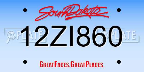 12ZI860 South Dakota License Plate