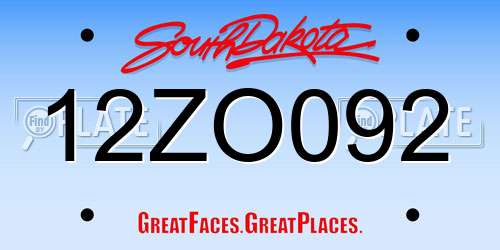 12ZO092 South Dakota License Plate