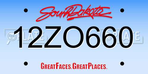 12ZO660 South Dakota License Plate