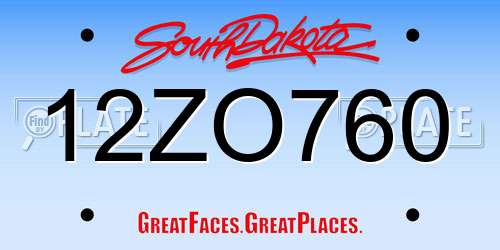 12ZO760 South Dakota License Plate