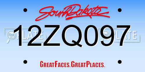 12ZQ097 South Dakota License Plate