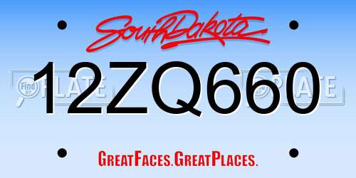 12ZQ660 South Dakota License Plate