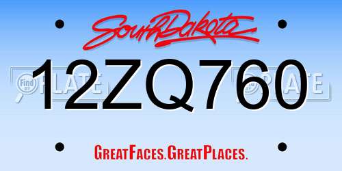 12ZQ760 South Dakota License Plate