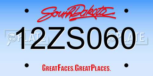 12ZS060 South Dakota License Plate