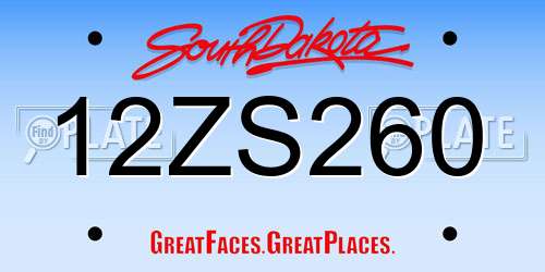 12ZS260 South Dakota License Plate