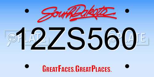 12ZS560 South Dakota License Plate