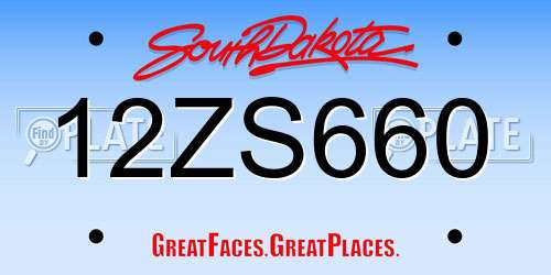 12ZS660 South Dakota License Plate