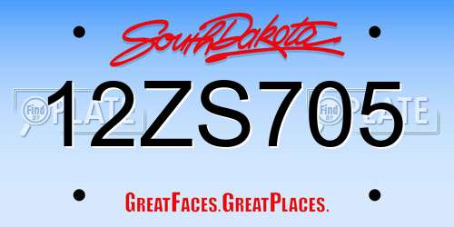 12ZS705 South Dakota License Plate