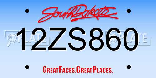 12ZS860 South Dakota License Plate