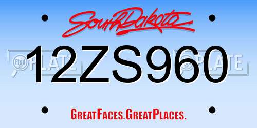 12ZS960 South Dakota License Plate