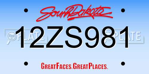 12ZS981 South Dakota License Plate