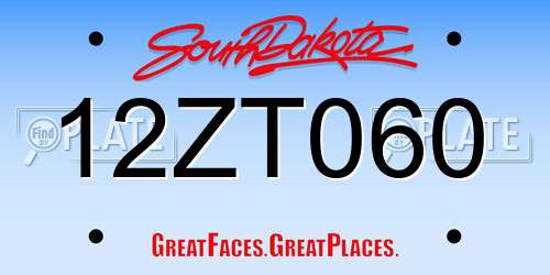 12ZT060 South Dakota License Plate