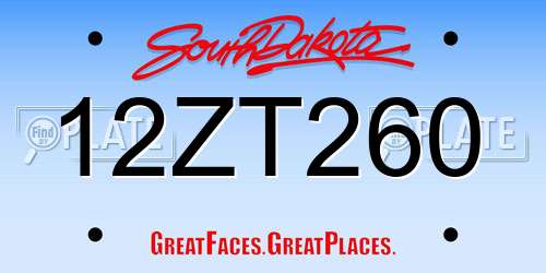 12ZT260 South Dakota License Plate