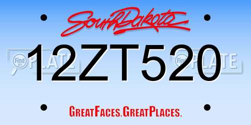 12ZT520 South Dakota License Plate