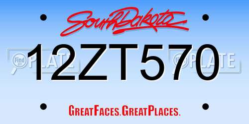 12ZT570 South Dakota License Plate