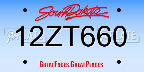 12ZT660 South Dakota License Plate