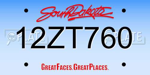 12ZT760 South Dakota License Plate