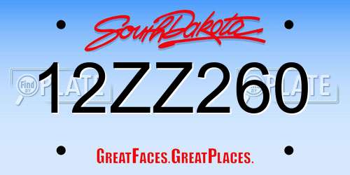 12ZZ260 South Dakota License Plate
