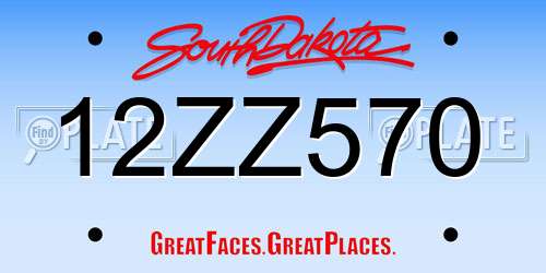 12ZZ570 South Dakota License Plate