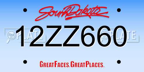 12ZZ660 South Dakota License Plate
