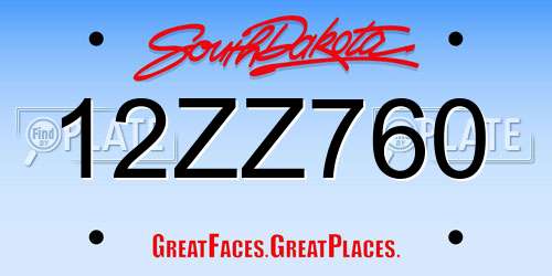 12ZZ760 South Dakota License Plate