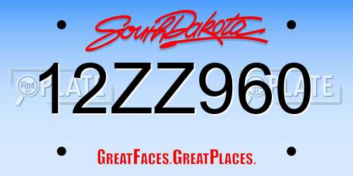 12ZZ960 South Dakota License Plate