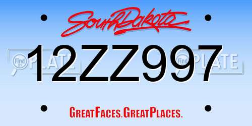 12ZZ997 South Dakota License Plate