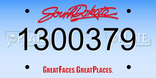 1300379 South Dakota License Plate