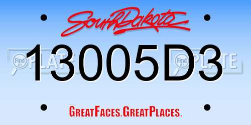 13005D3 South Dakota License Plate
