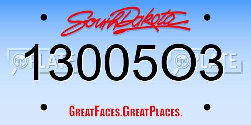 13005O3 South Dakota License Plate