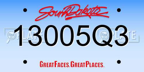 13005Q3 South Dakota License Plate