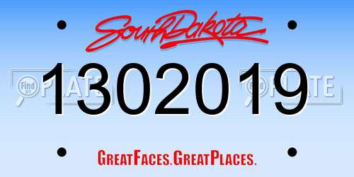 1302019 South Dakota License Plate