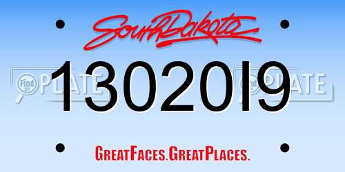 13020I9 South Dakota License Plate