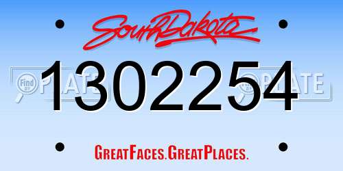 1302254 South Dakota License Plate