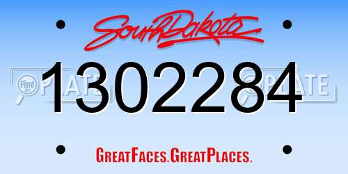 1302284 South Dakota License Plate