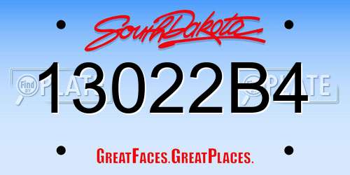 13022B4 South Dakota License Plate