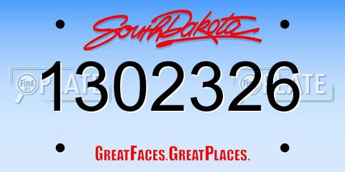 1302326 South Dakota License Plate