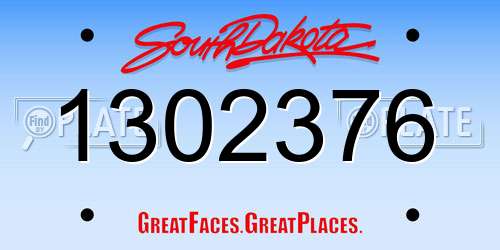 1302376 South Dakota License Plate