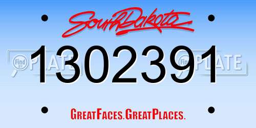1302391 South Dakota License Plate