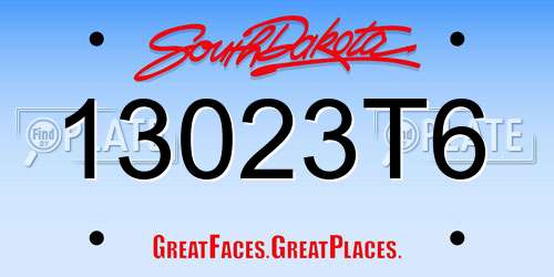 13023T6 South Dakota License Plate