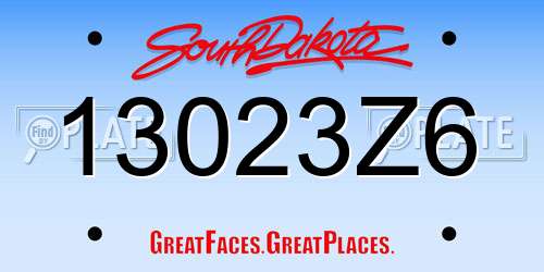 13023Z6 South Dakota License Plate