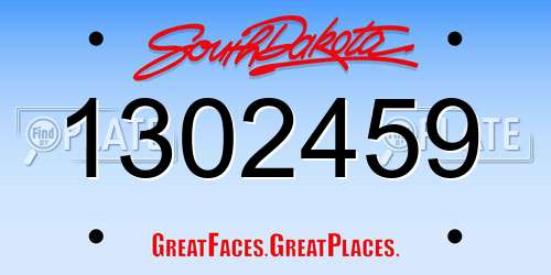 1302459 South Dakota License Plate