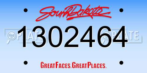1302464 South Dakota License Plate