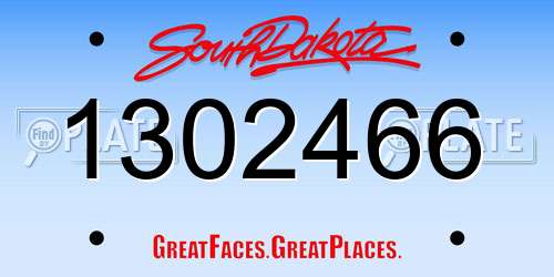 1302466 South Dakota License Plate