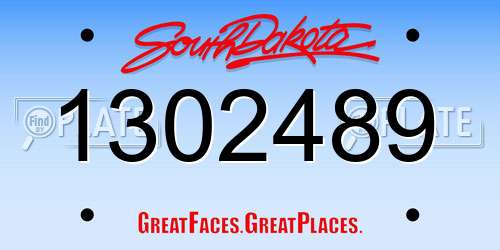 1302489 South Dakota License Plate