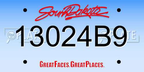 13024B9 South Dakota License Plate